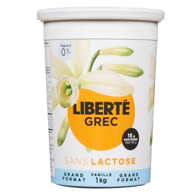 Lactose free vanilla 0% greek yogourt