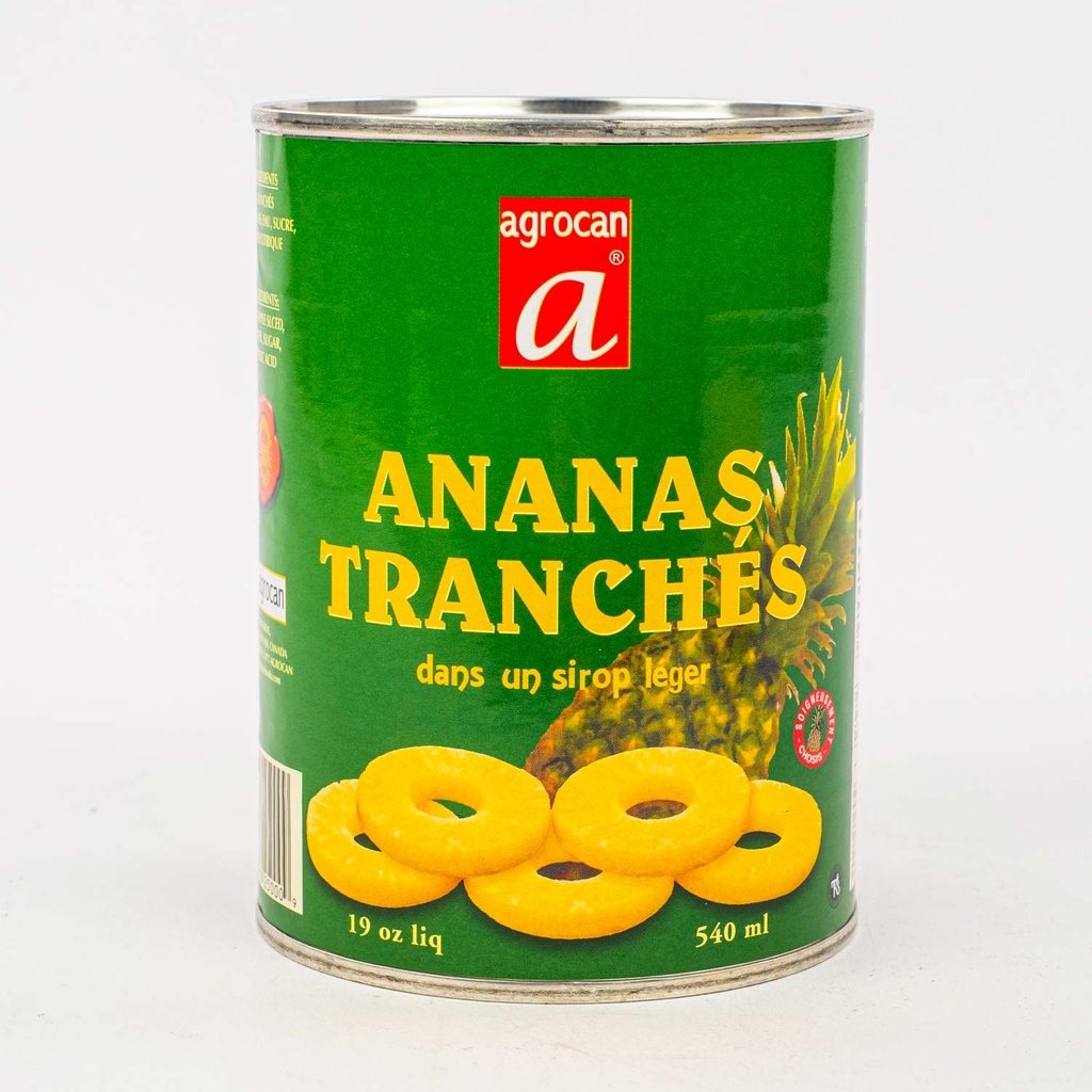 Ananas tranchés dans un sirop léger 540 ml