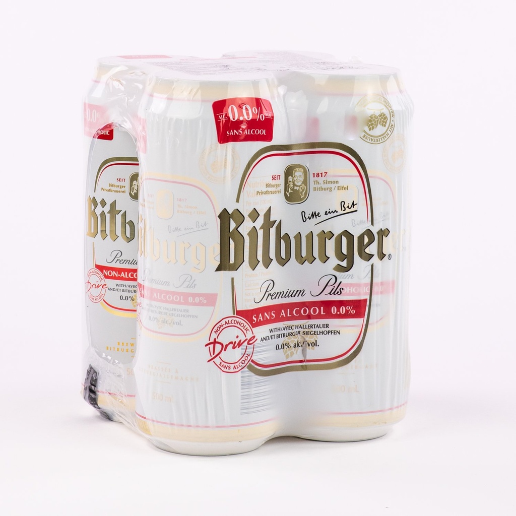 No alcohol Bitburger Beer 0% 500 ml x4